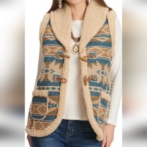 Tribal Patterned Vest with Toggle Closures